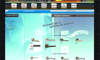 Page présentation des fiches produit